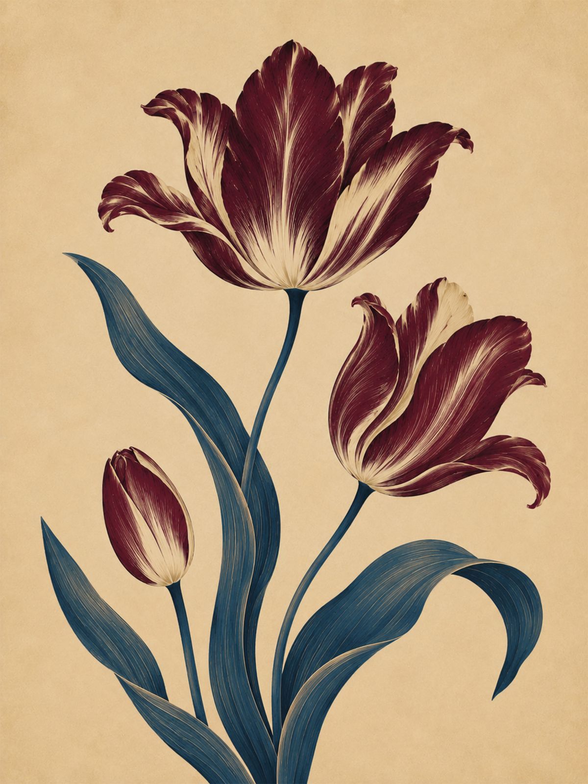 Poster - Vintage Tulpaner Illustration