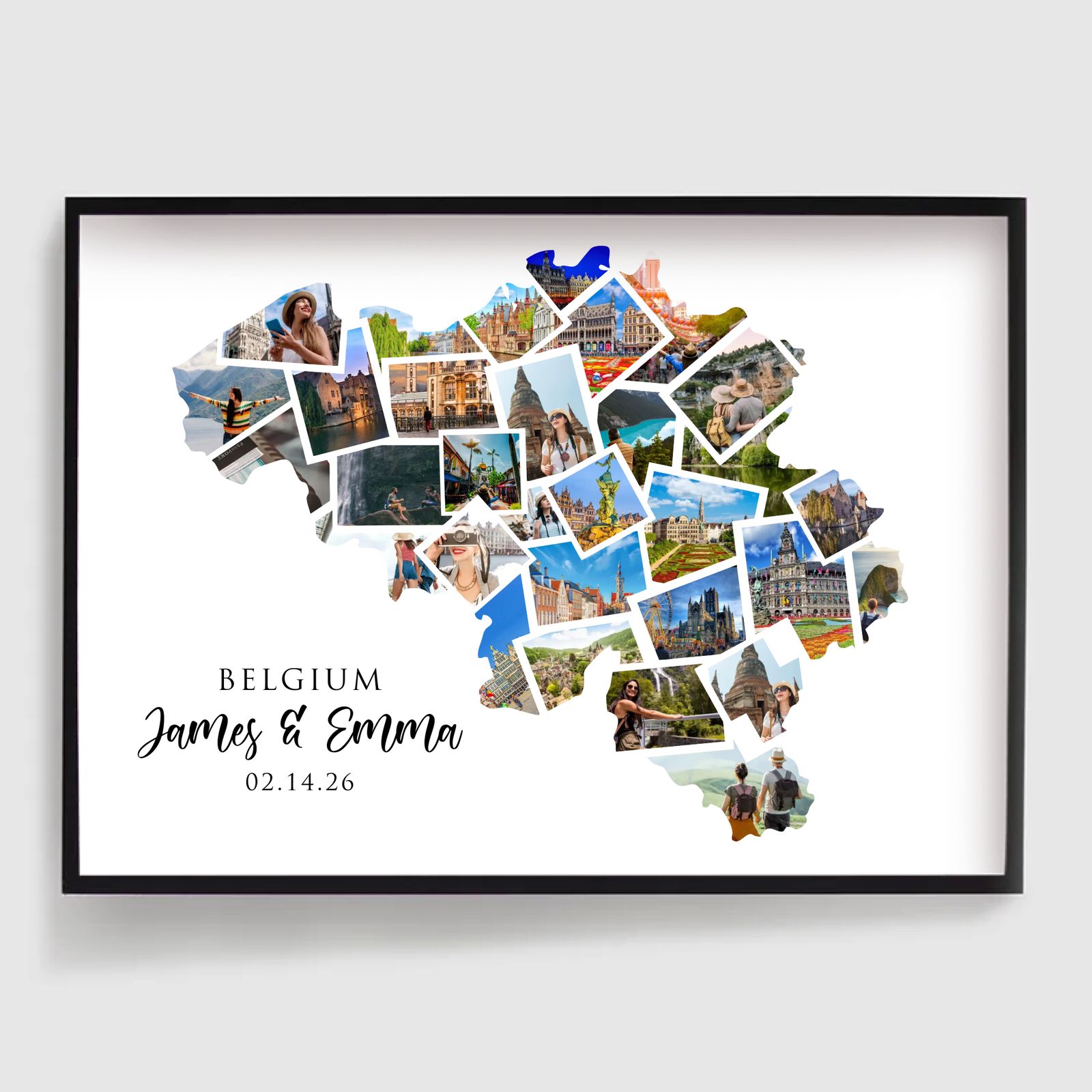 Personlig Poster - Semesterdestination Fotokollage - Belgien