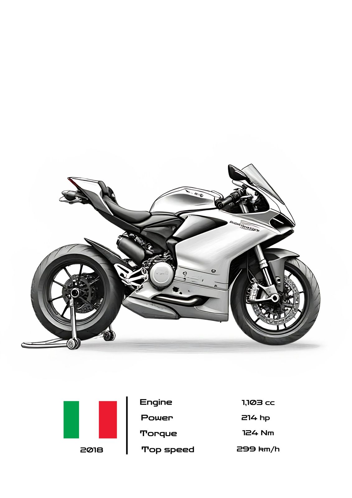 Poster - Italienska motorcykelspecifikationer