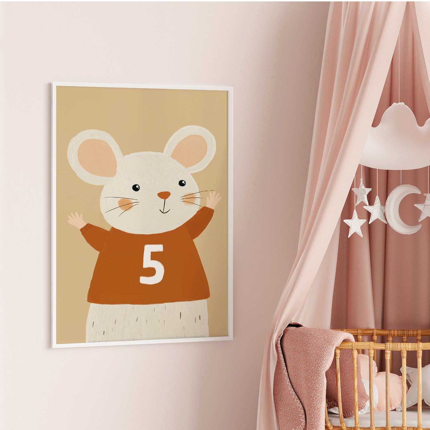 Poster - Söt Mus med Nummer 5