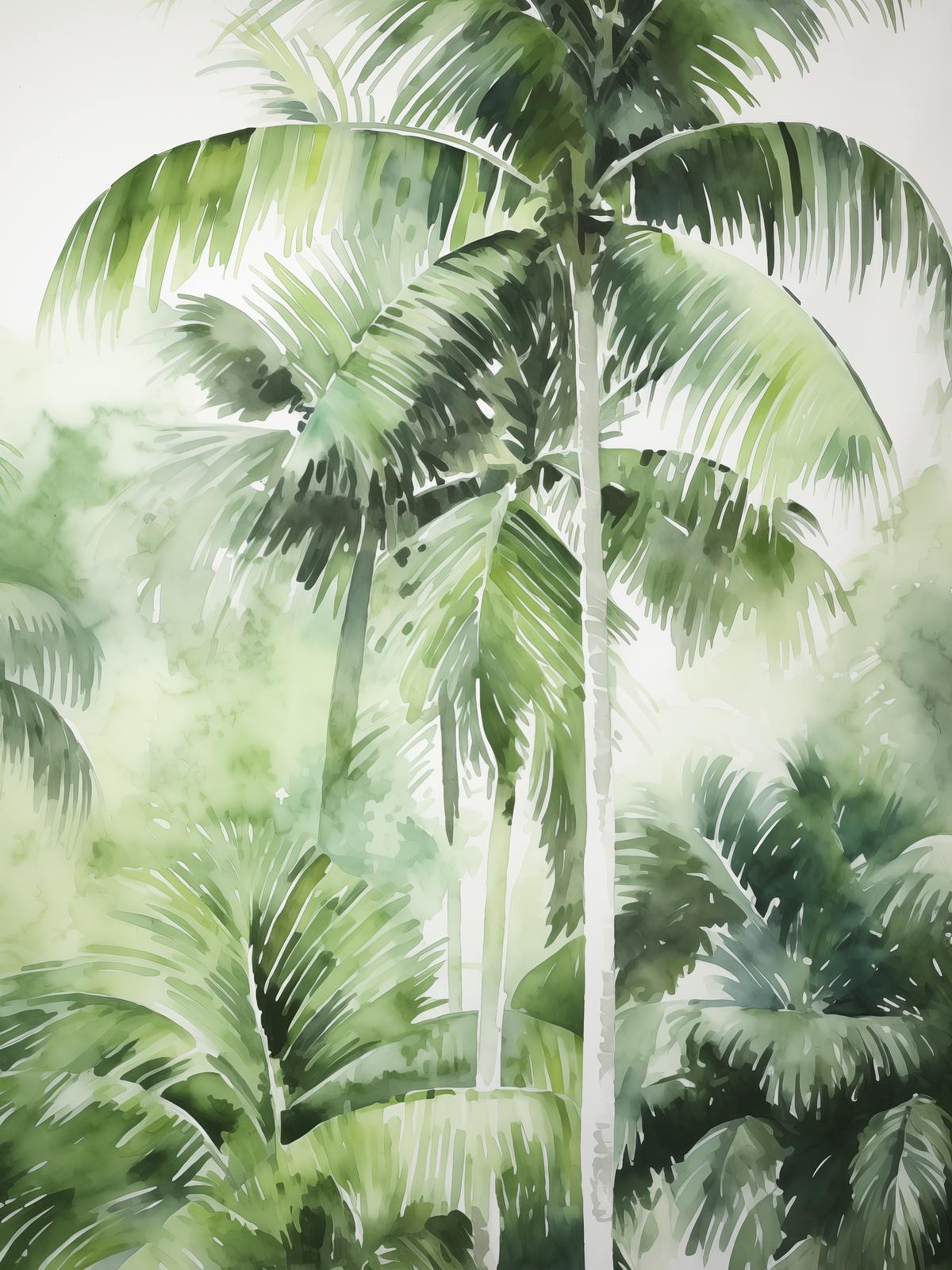 Poster - Tropisk Palm Akvarell