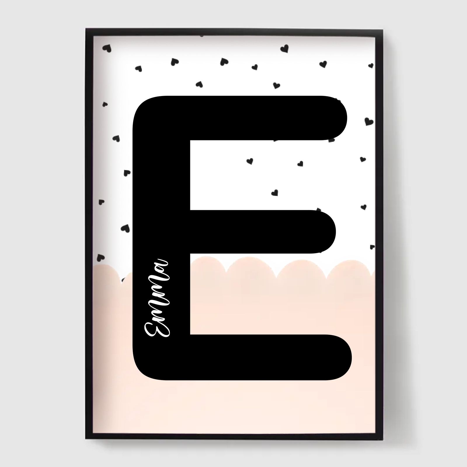 Personlig Poster - Hjärta Regn Namn och Initial