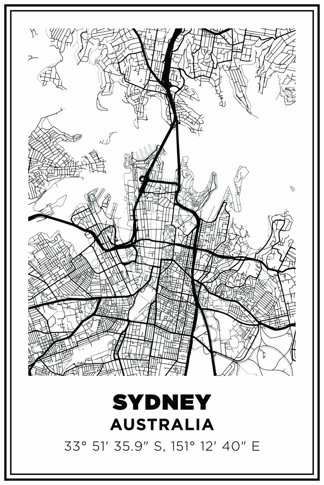 Sydney Karta Väggposter
