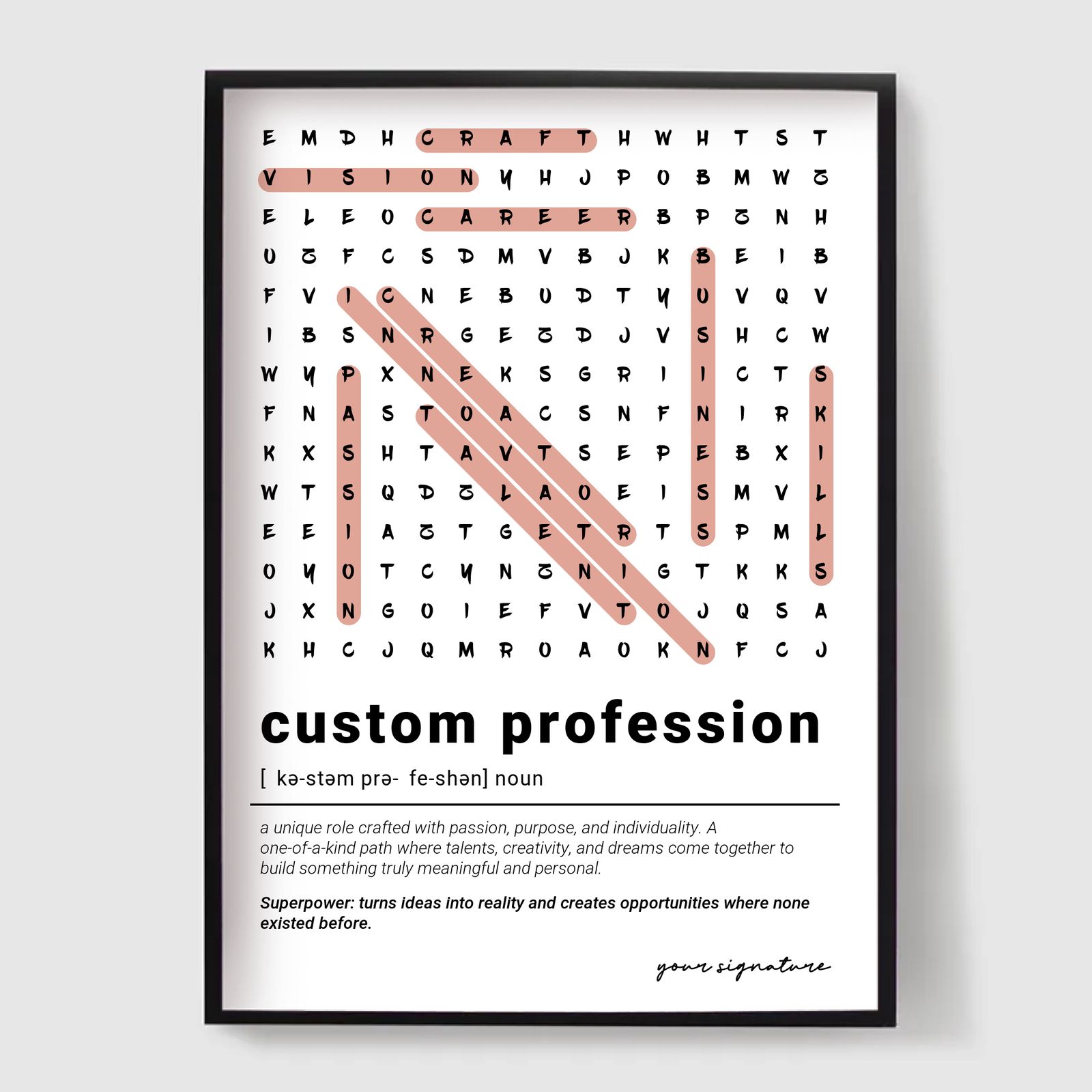 Personlig Poster - Yrkesord Sökning - Definitionsaffisch