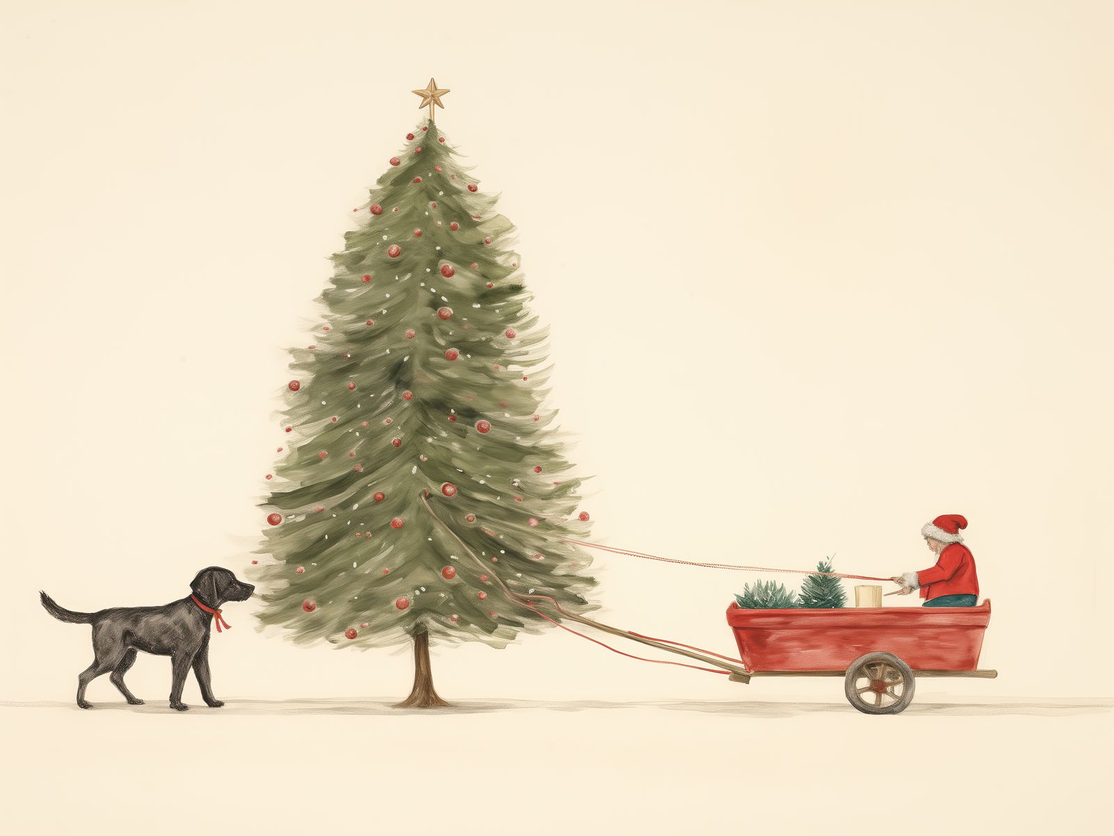 Poster - Julgran och Hund