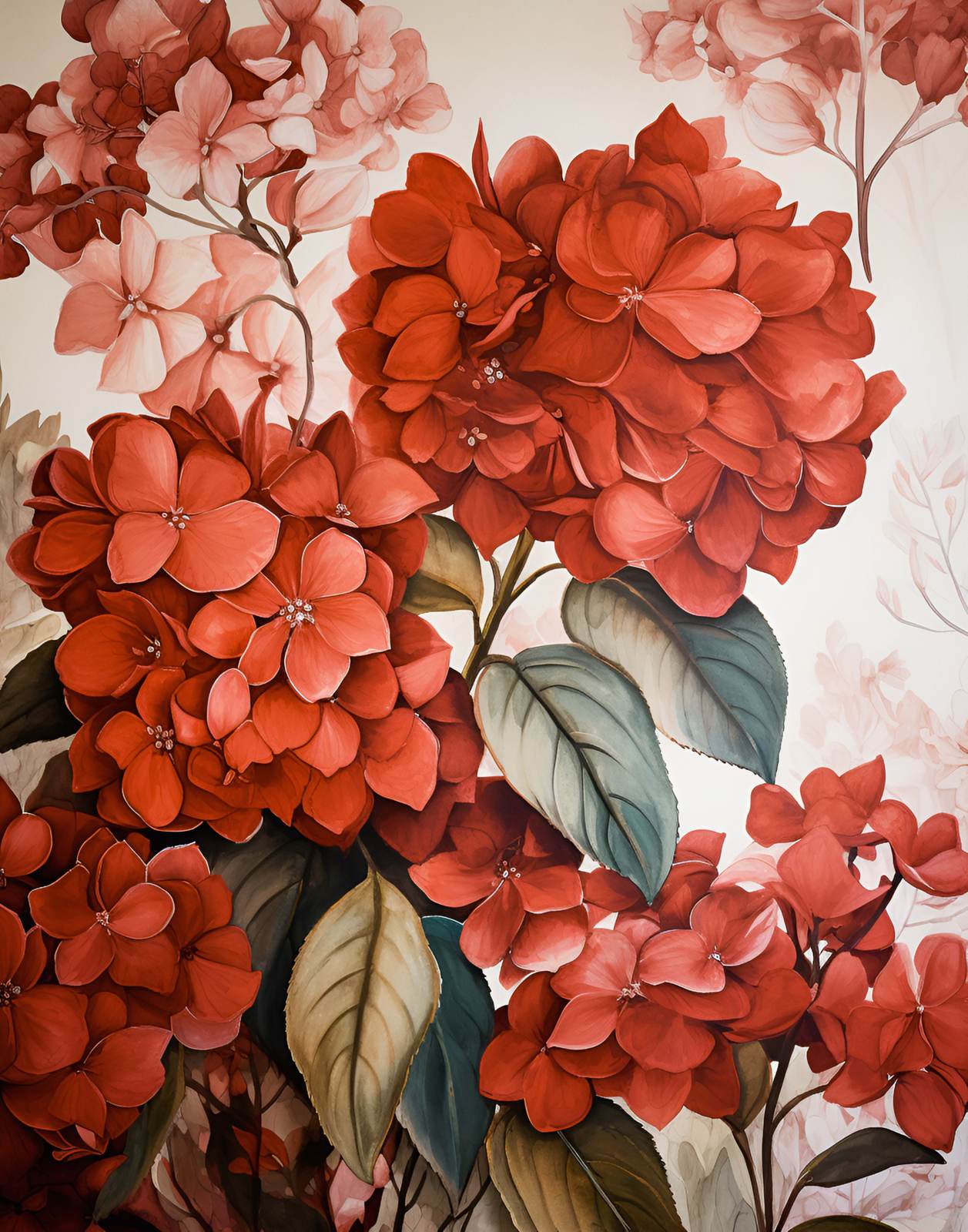 Poster - Röd Floral Skönhet
