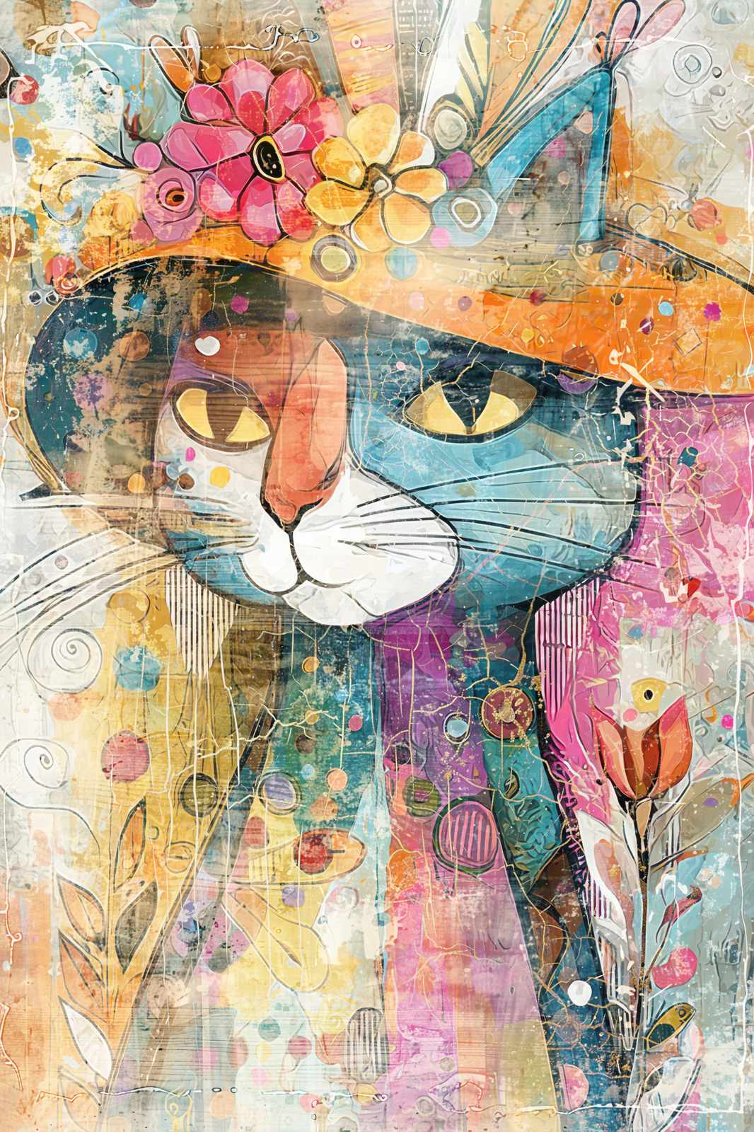 Poster - Cat with Flowers