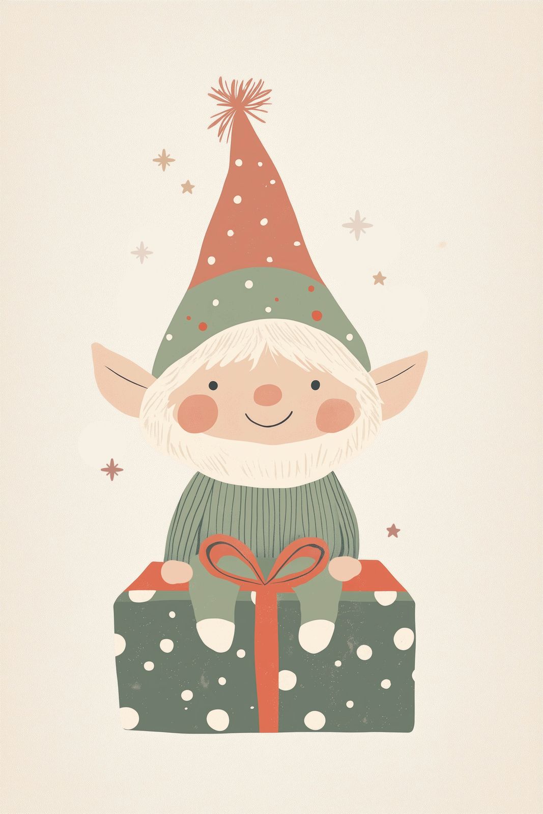 Poster - Söt Elf med Present