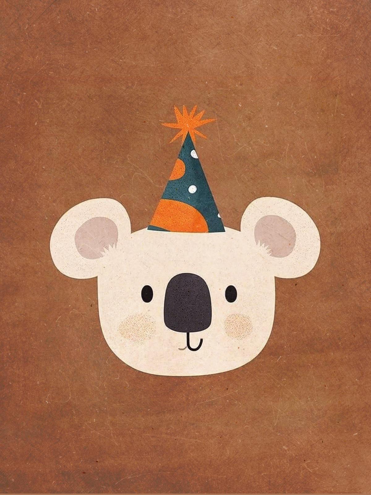 Poster - Koala med Partyhatt