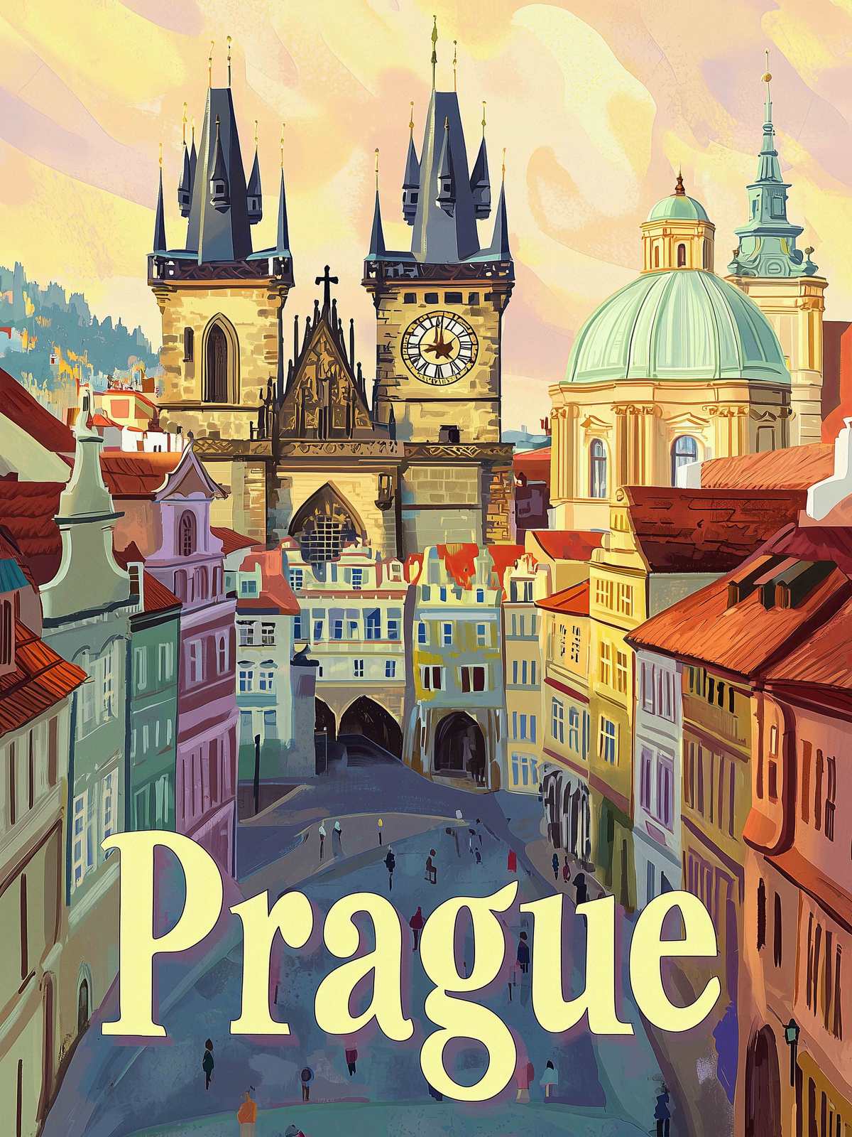 Affisch - Prag Stadssilhuett