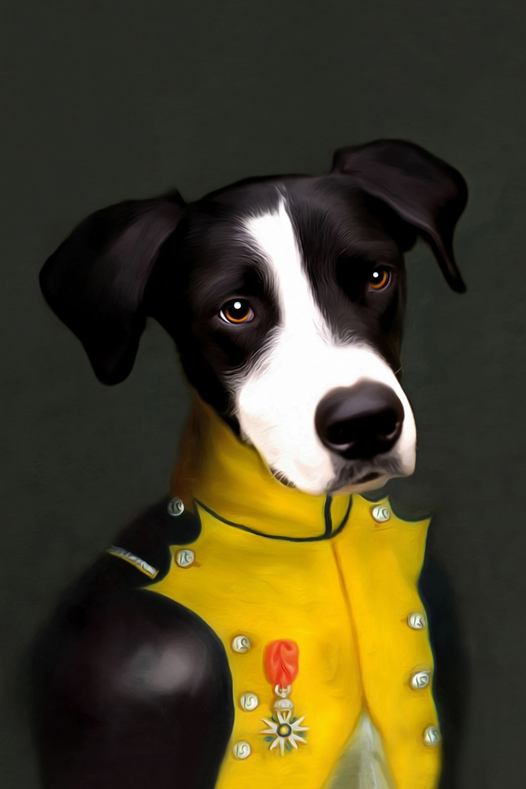 Poster - Hund i gul uniform