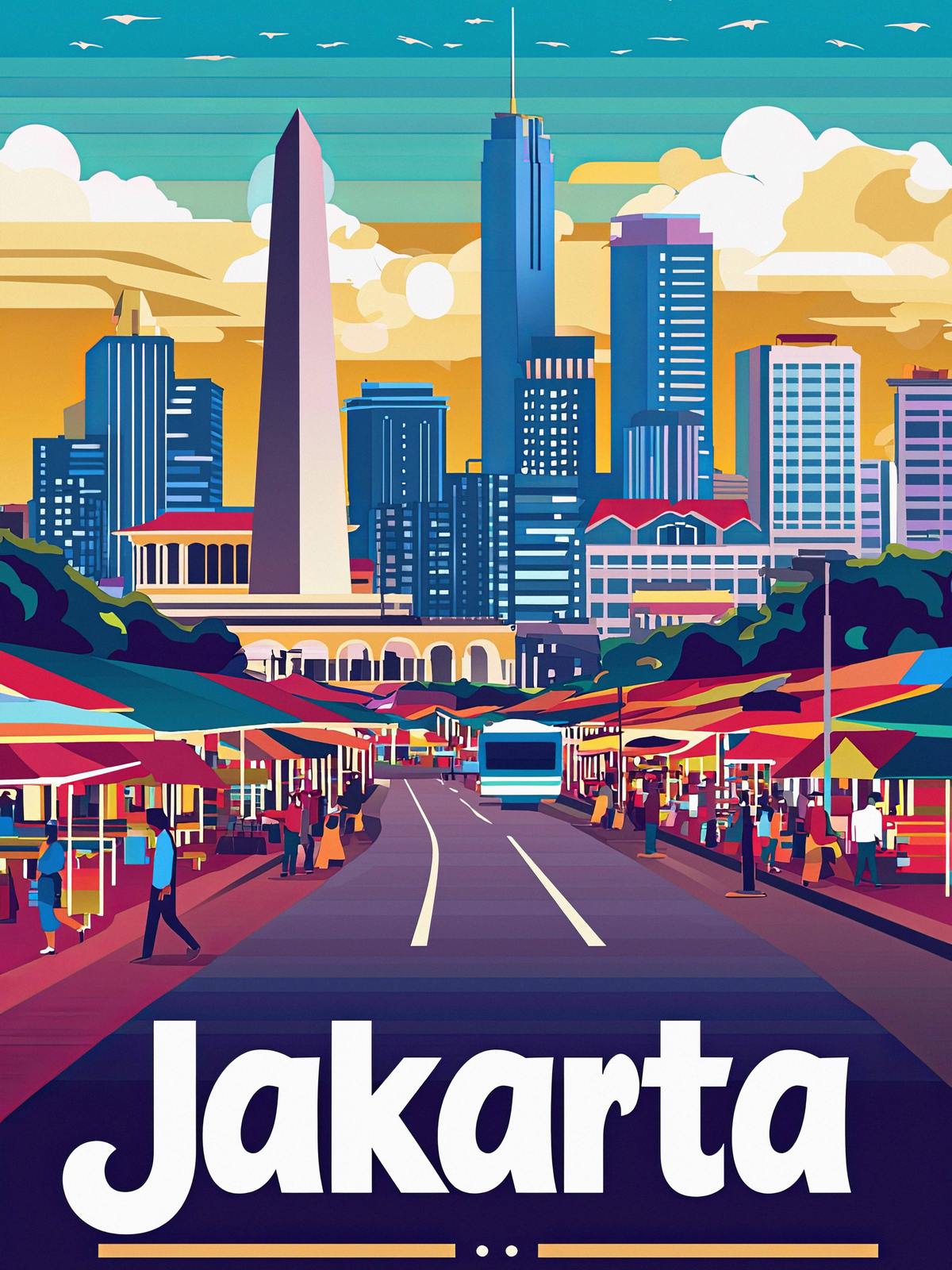 Affisch - Jakarta stadsbild