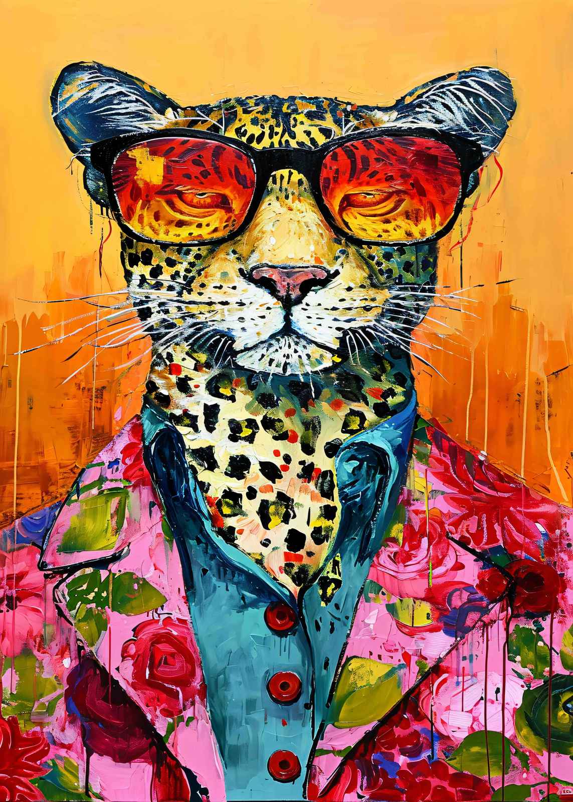 Poster - Leopard i solglasögon