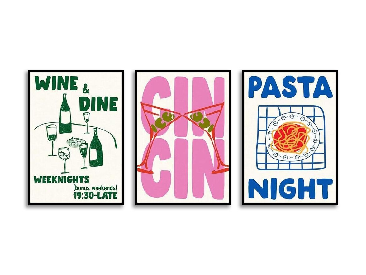 Poster - Wine and Dine Set av 3