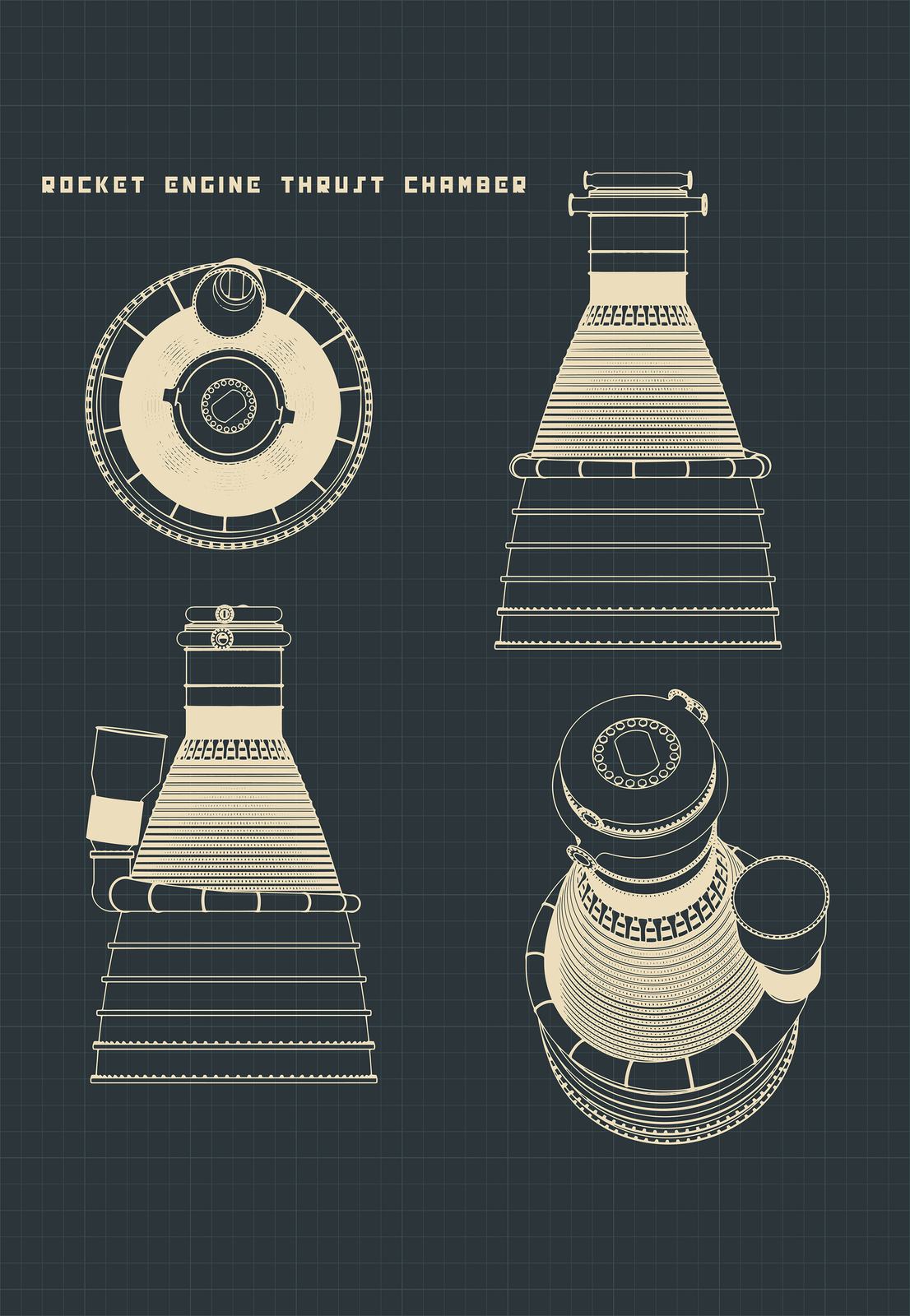 Patent Drawing Poster - Rocket Engine