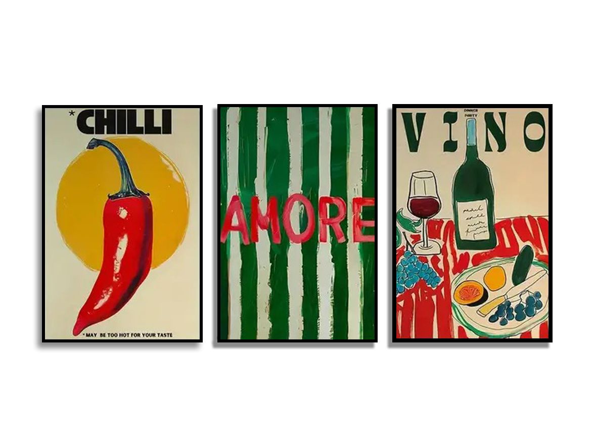 Poster - Chilli Amore Vino / Set med 3