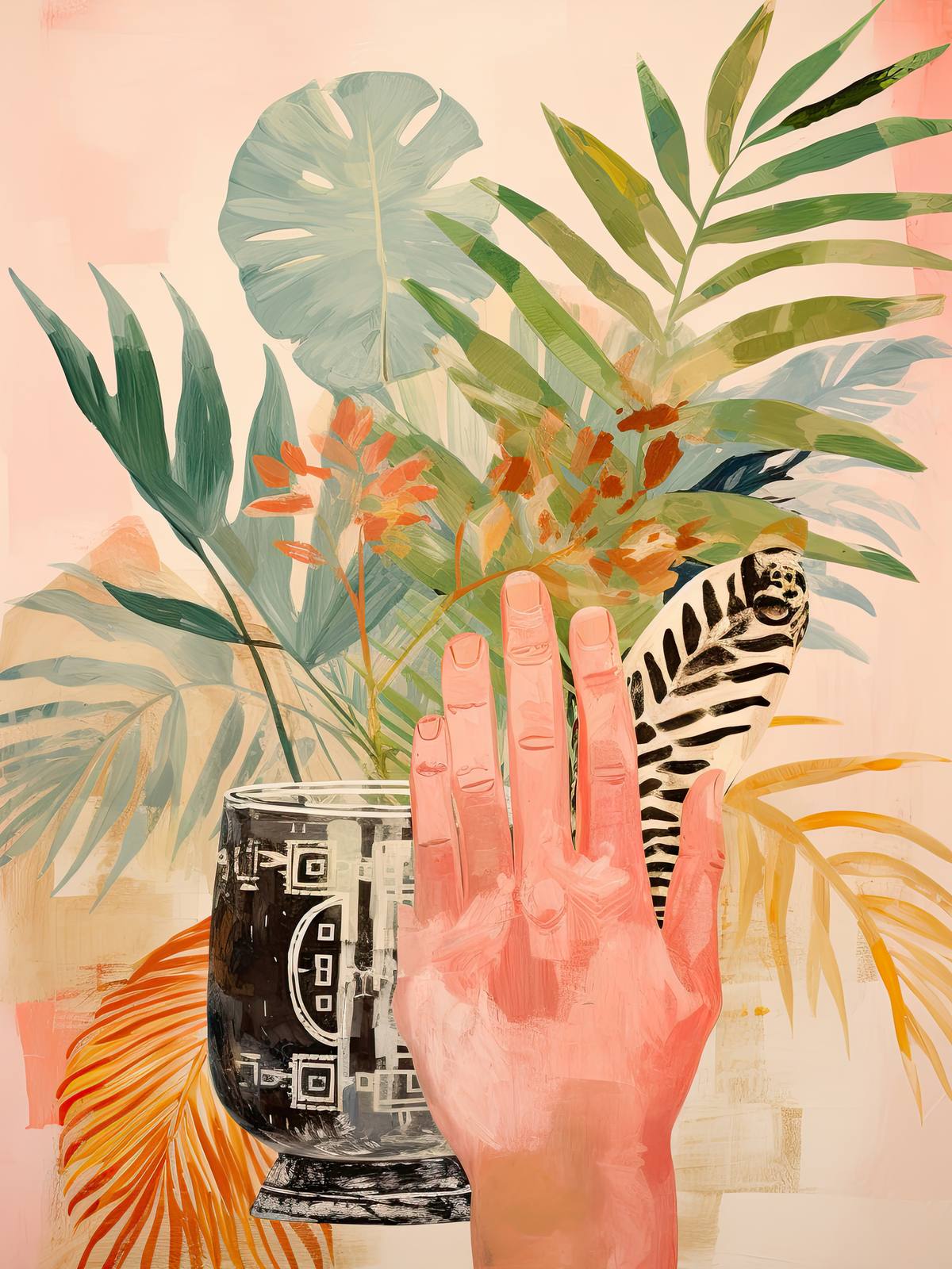 Poster - Hand och blad