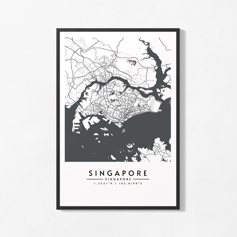 Poster - Karta över Singapore