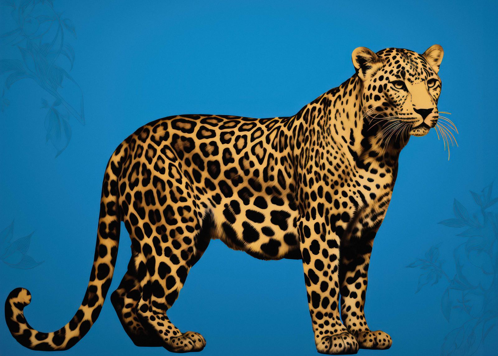 Poster - Leopard på Blått