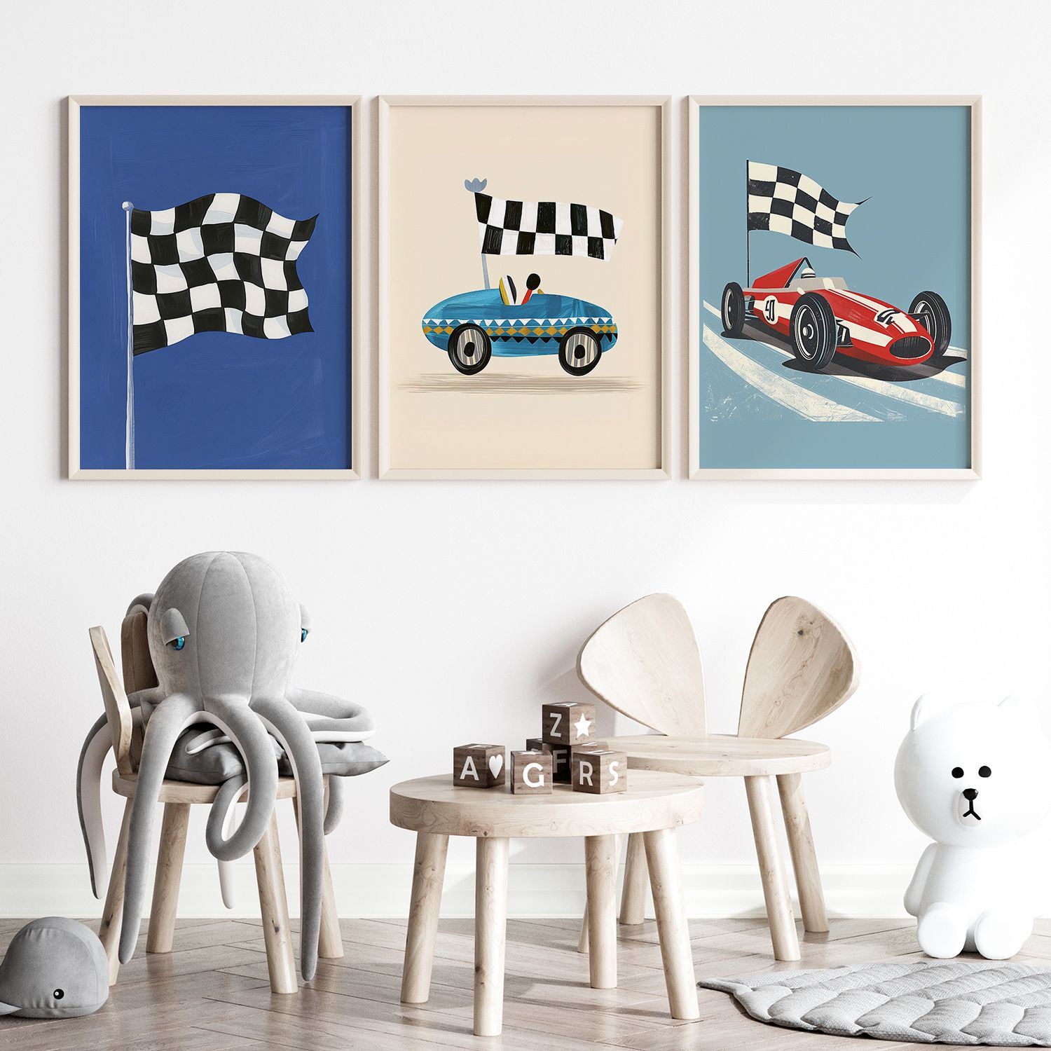 Poster - Vintage Racing Cars / Set om 3