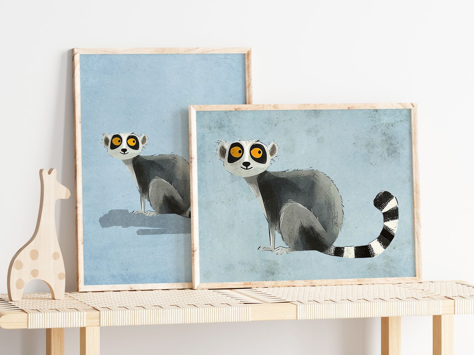 Poster - Lemurillustration / Set av 2