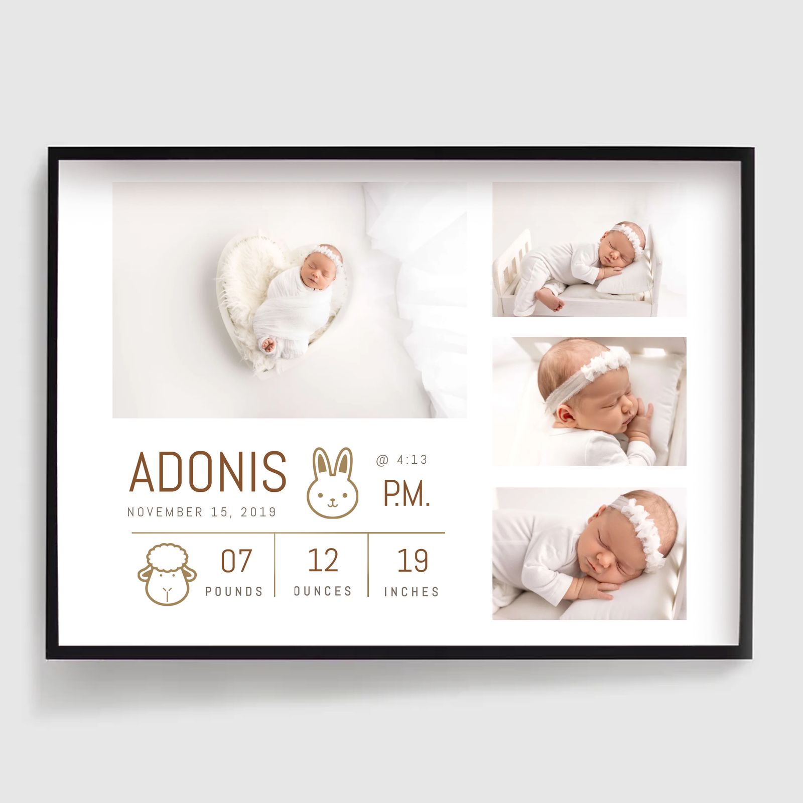 Personlig Poster - Söt Nyfödd Kollage - 4 Foton