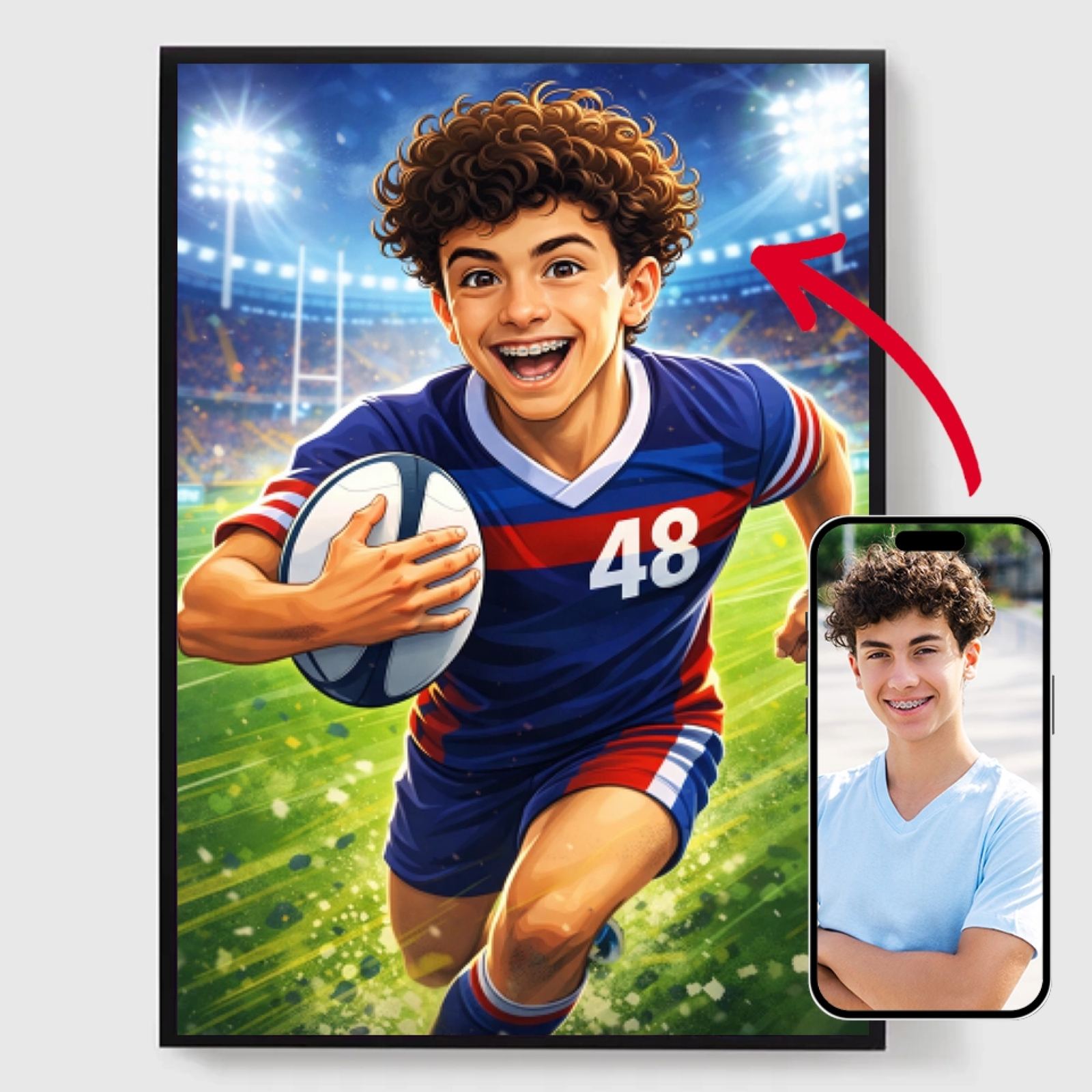 Personlig Poster - Rolig Rugby Tecknad - AI Poster