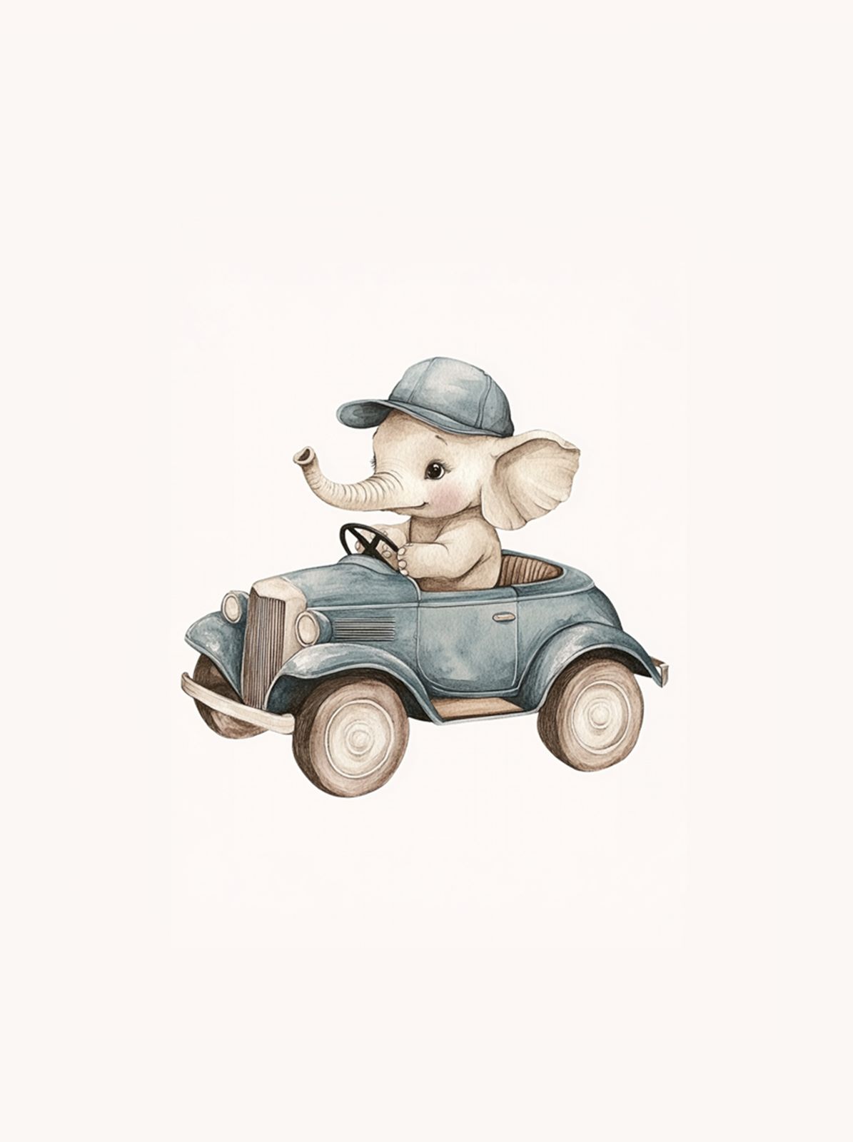 Poster - Elefant i bil