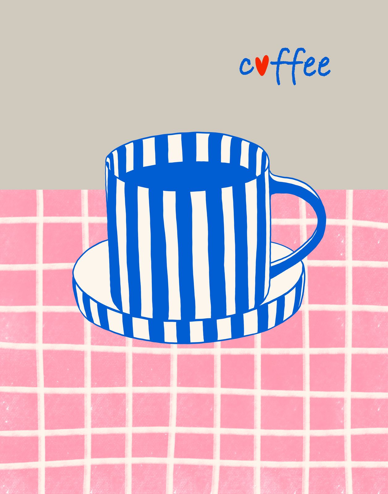 Poster - Blå Kaffe Kopp