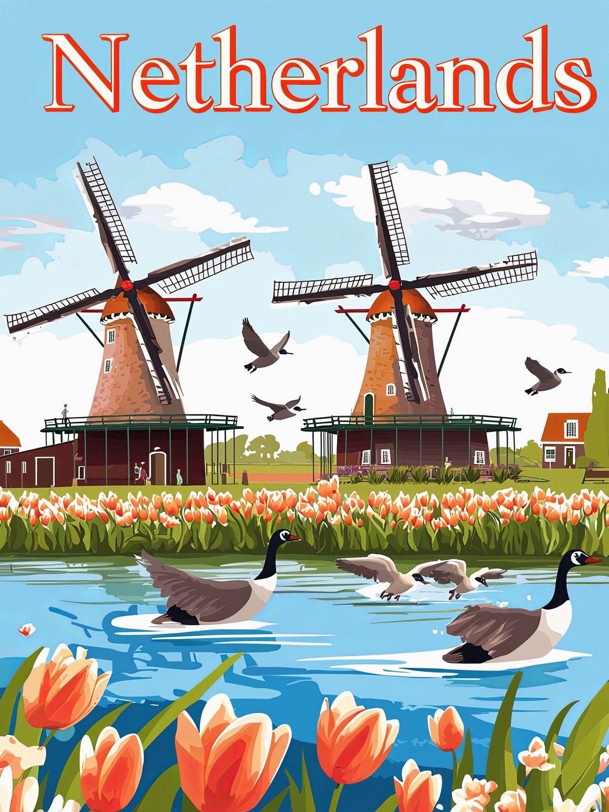 Poster - Nederländerna Väderkvarnar