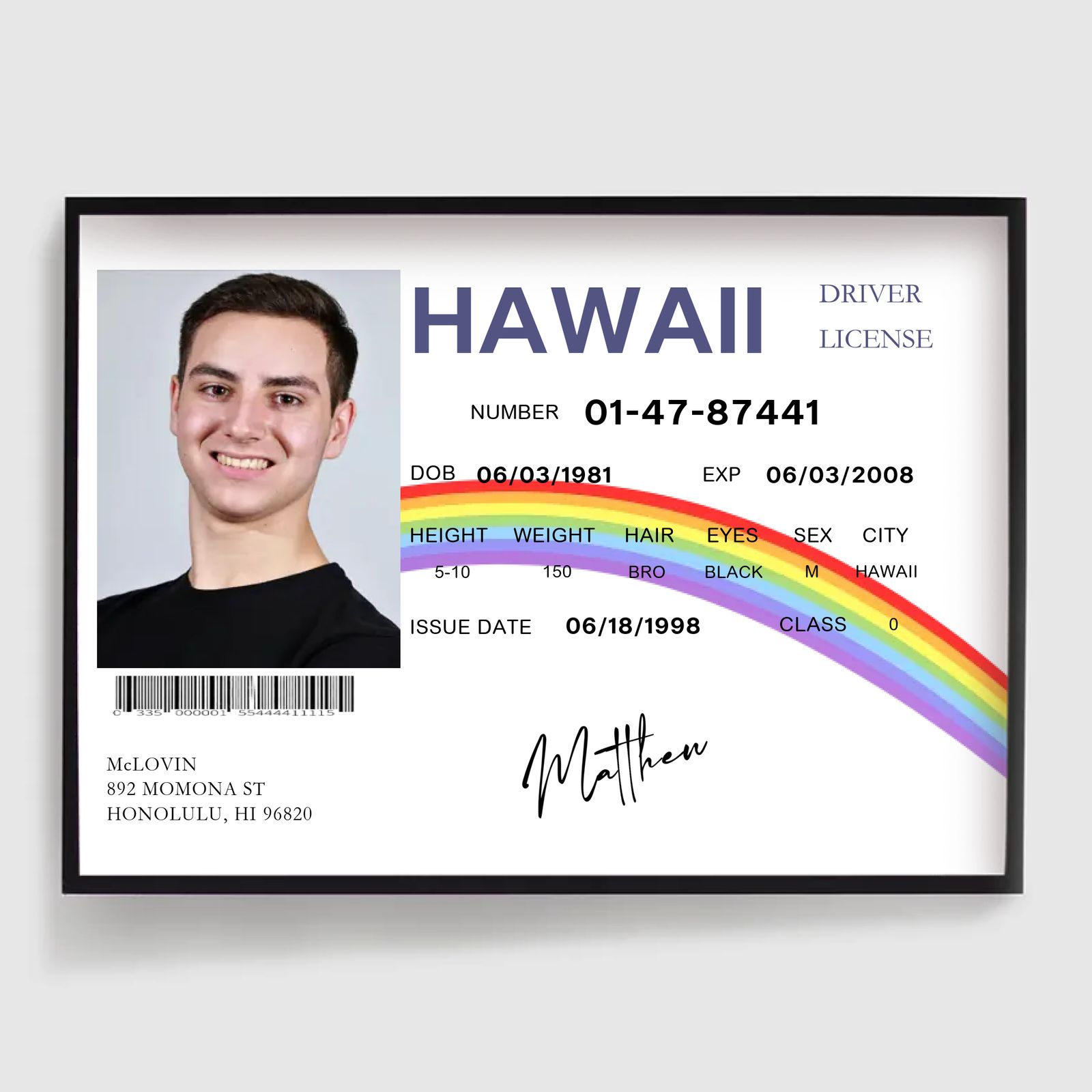 Personlig Poster - McLovin Parodi-ID