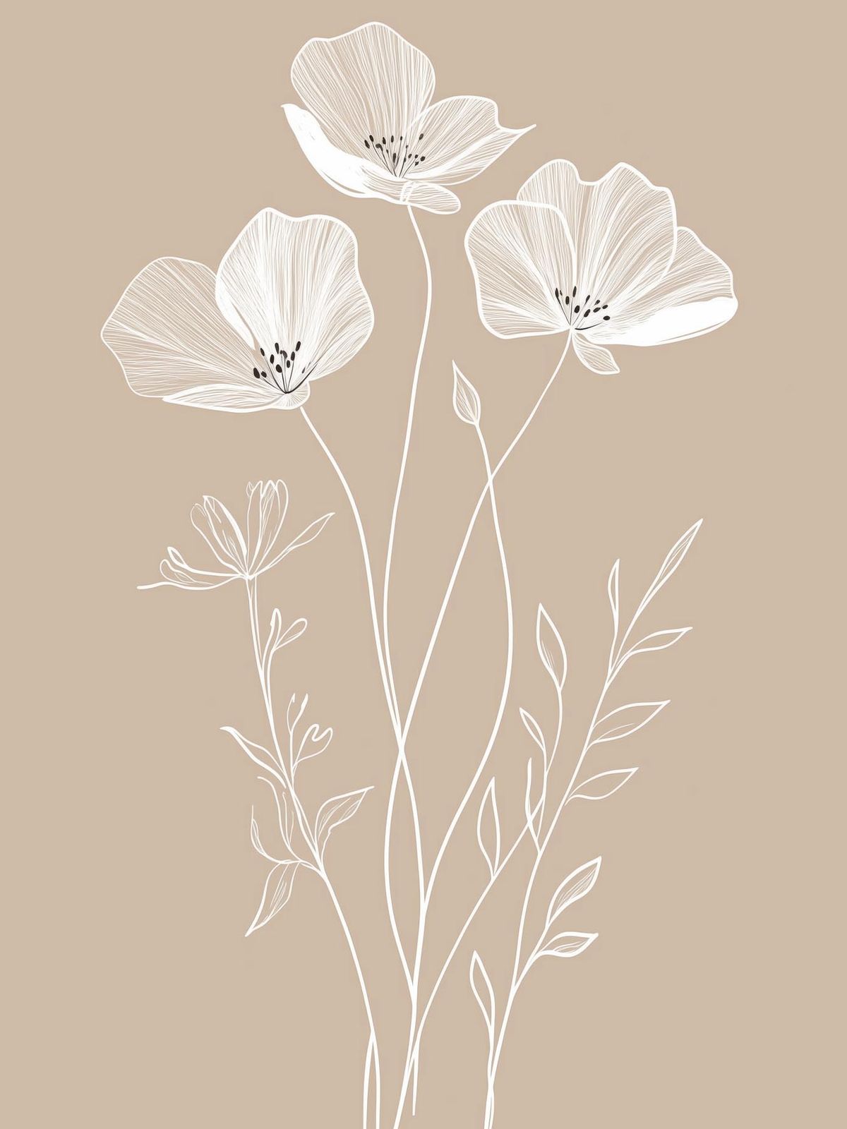 Poster - Vit Blomdesign