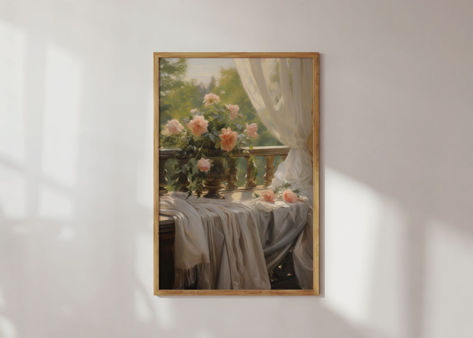 Poster - Blommig Balkongscen