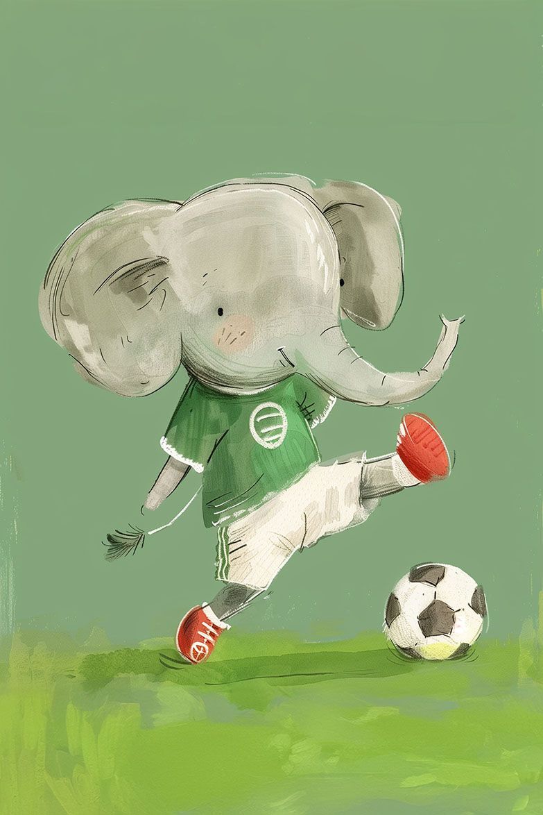 Poster - Elefant som spelar fotboll