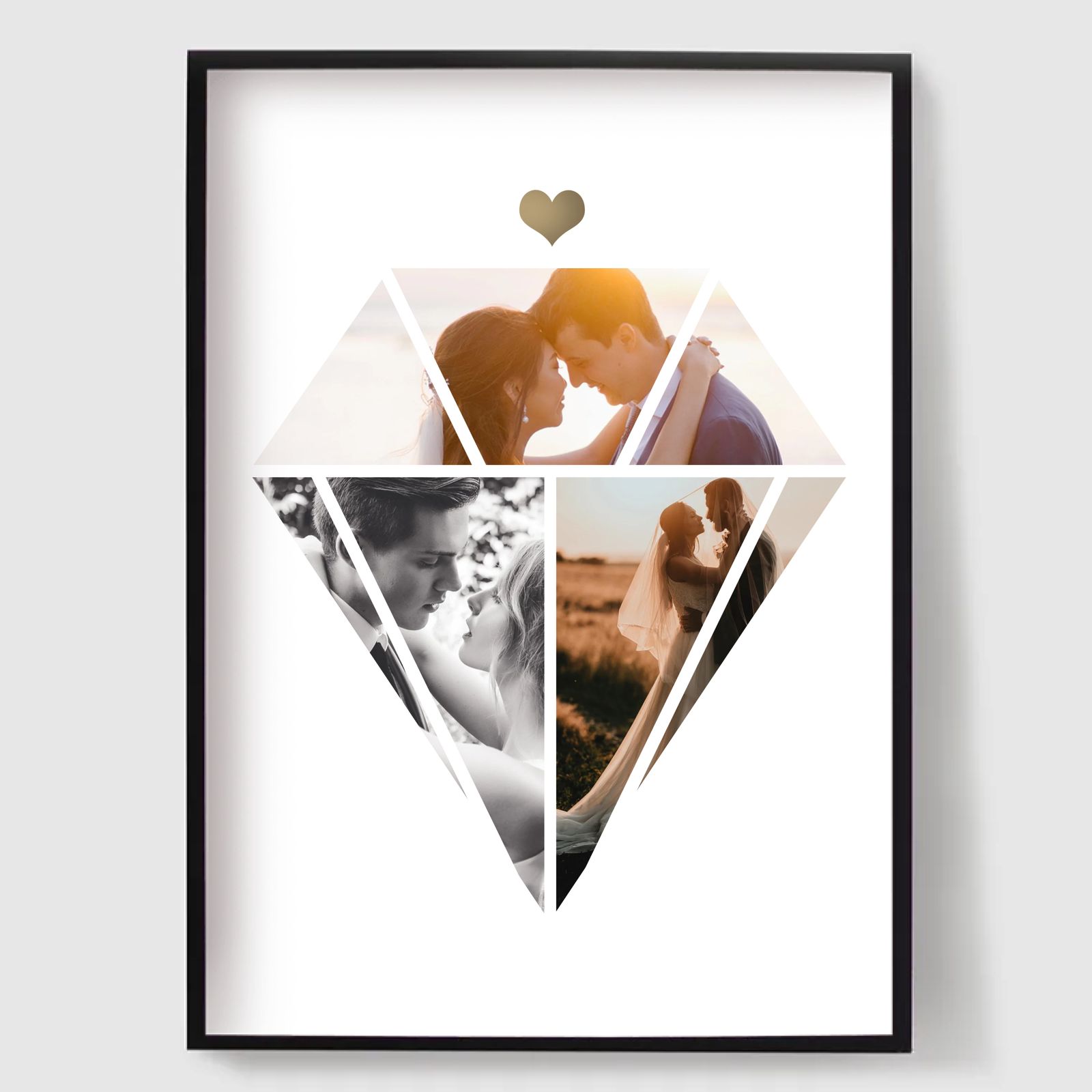 Personlig Poster - Bröllop Diamantform - 7 Foton