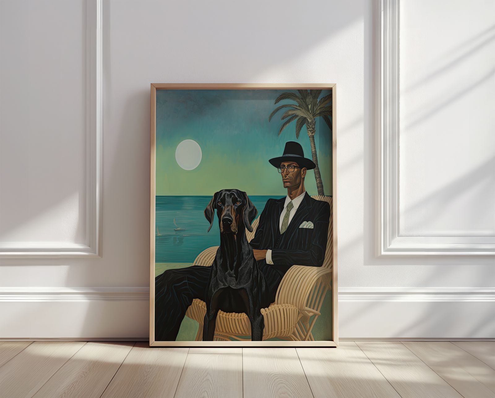 Poster - Man och Hund vid Havet