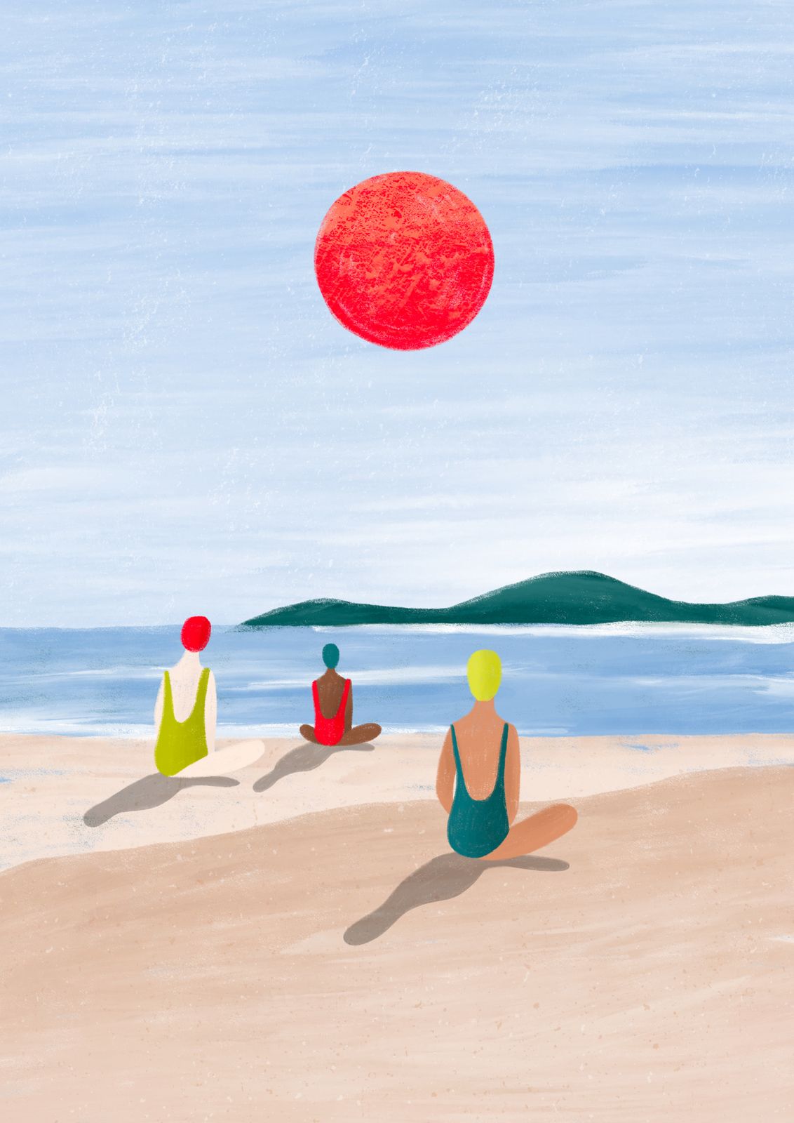 Poster - Solbadare på stranden