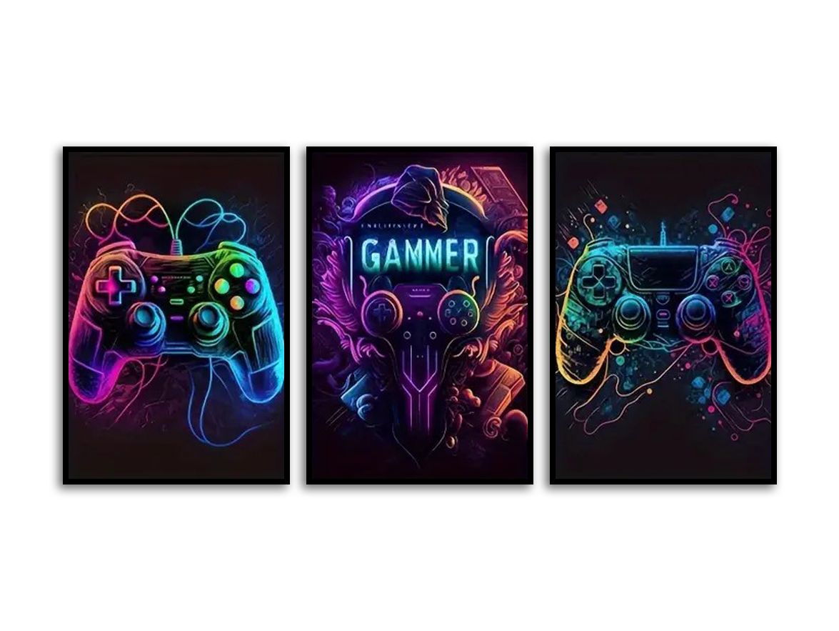 Poster - Gaming Kontrollkonst / Set av 3