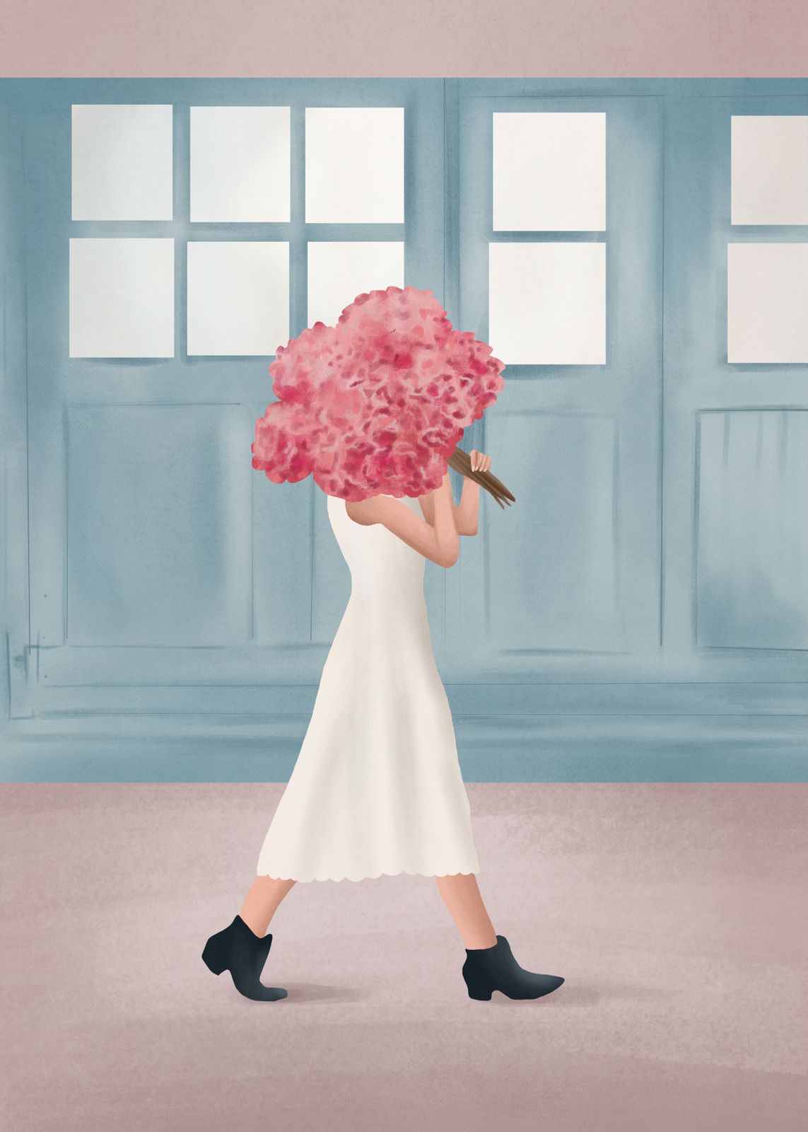 Poster - Kvinna med blommor