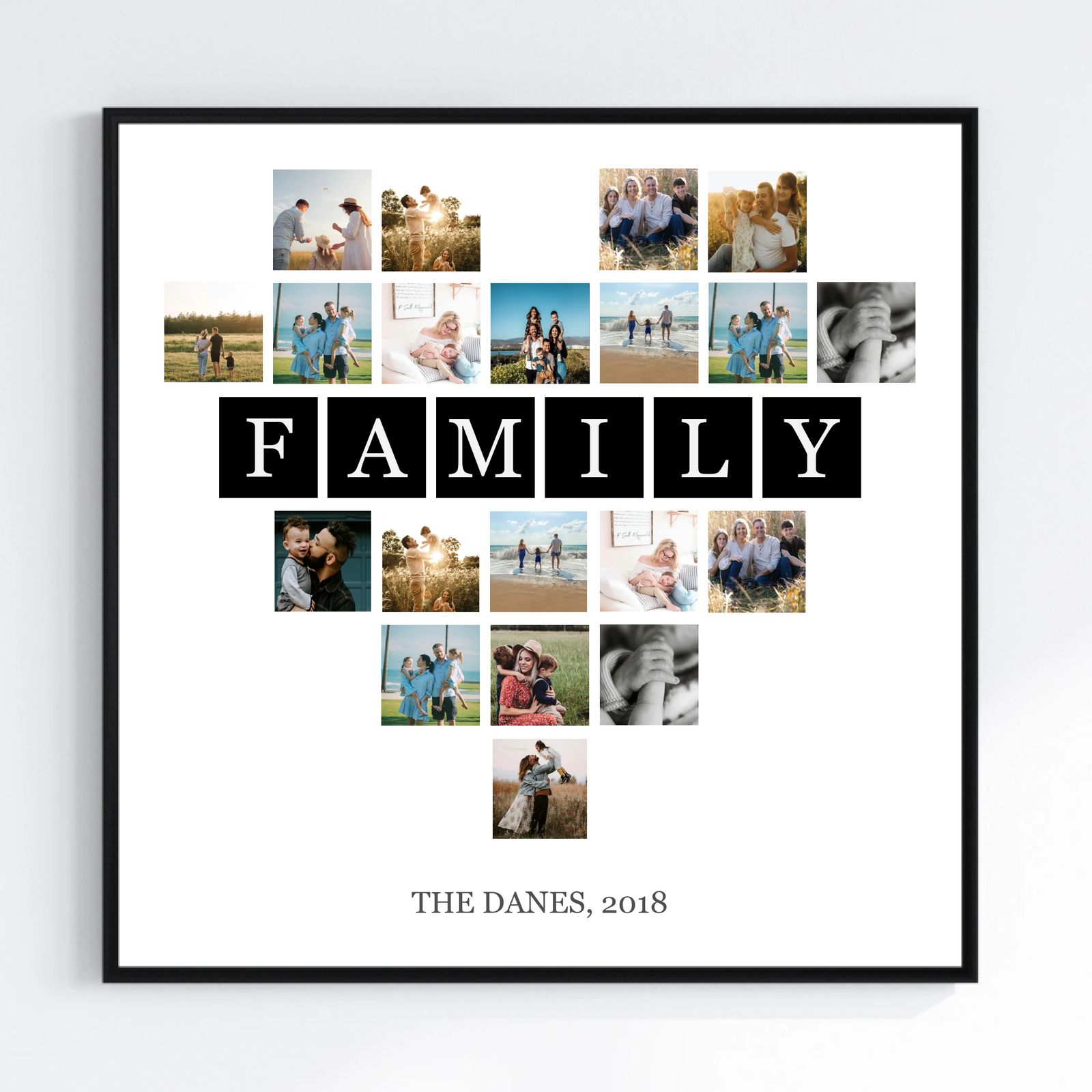 Personlig Poster - Kvadratisk Familjehjärta - 20 Foton