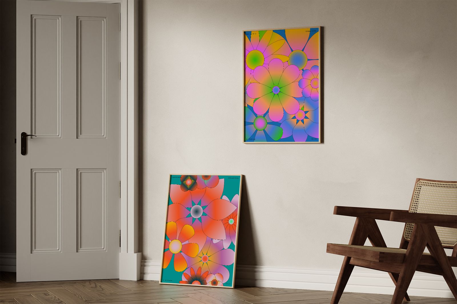 Poster - Retro Art Blommor / Set of 2