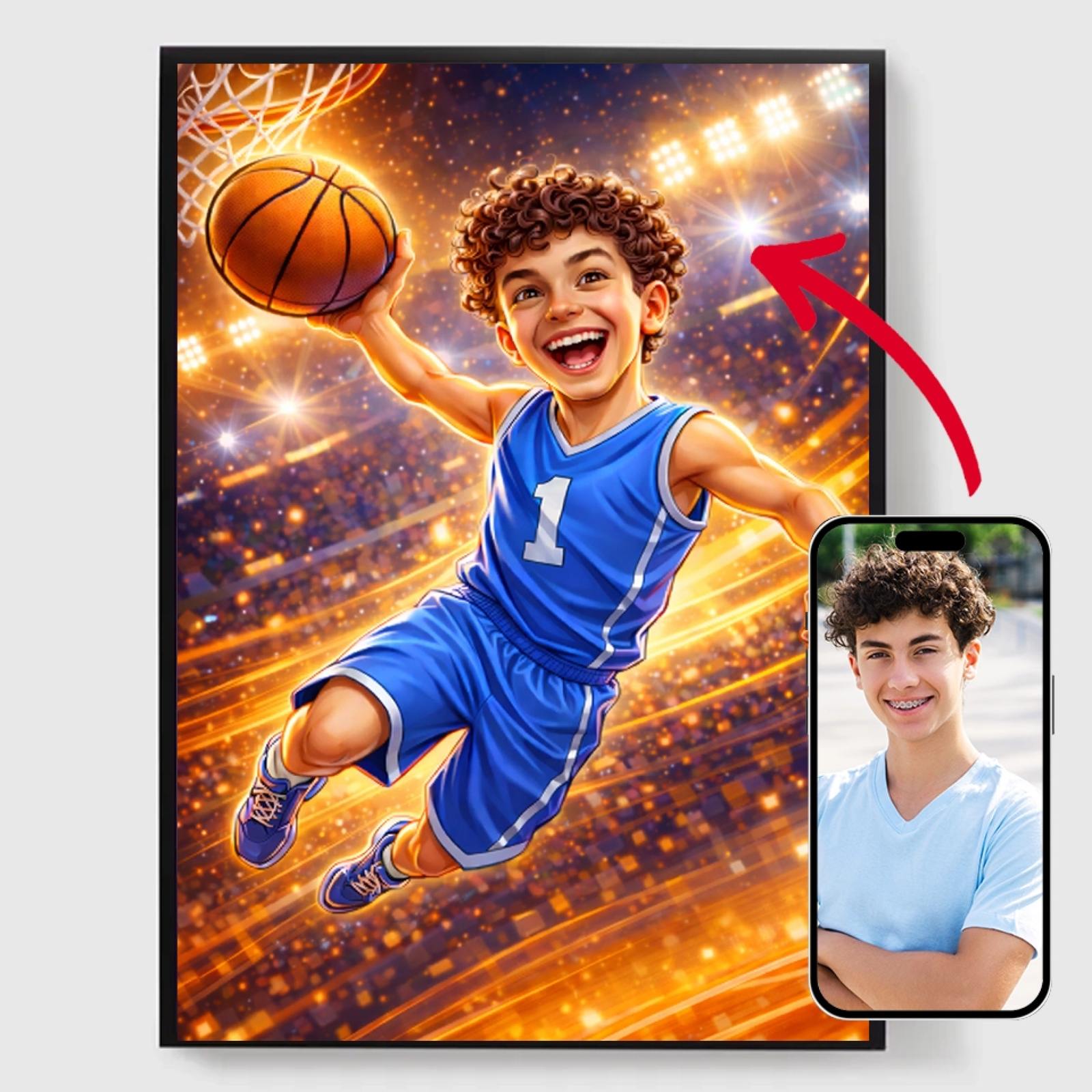 Personlig Poster - Rolig Basketbolltecknad - AI Poster