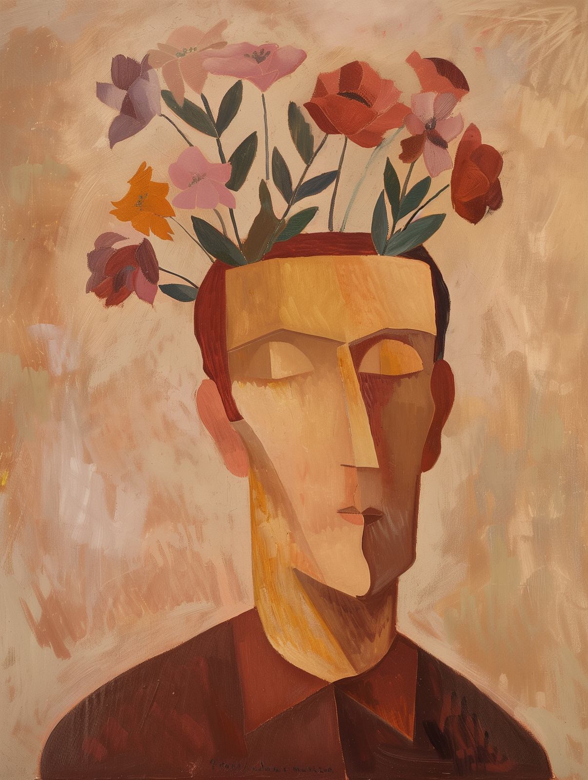 Poster - Blommor och Figur