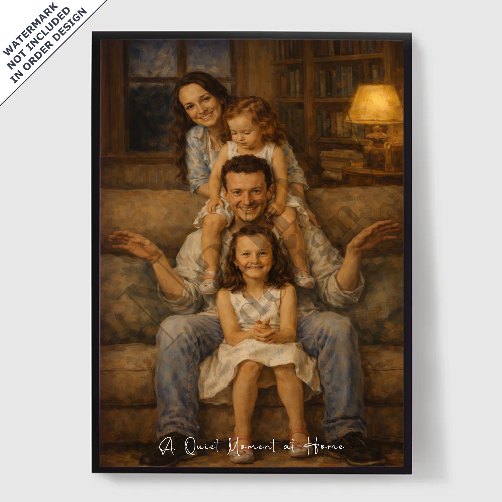 Personlig Poster - Mysigt Familje Oljemålning Porträtt - AI Poster