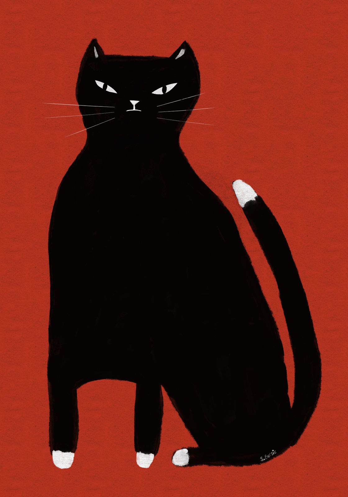 Poster - Svart Katt Konstverk