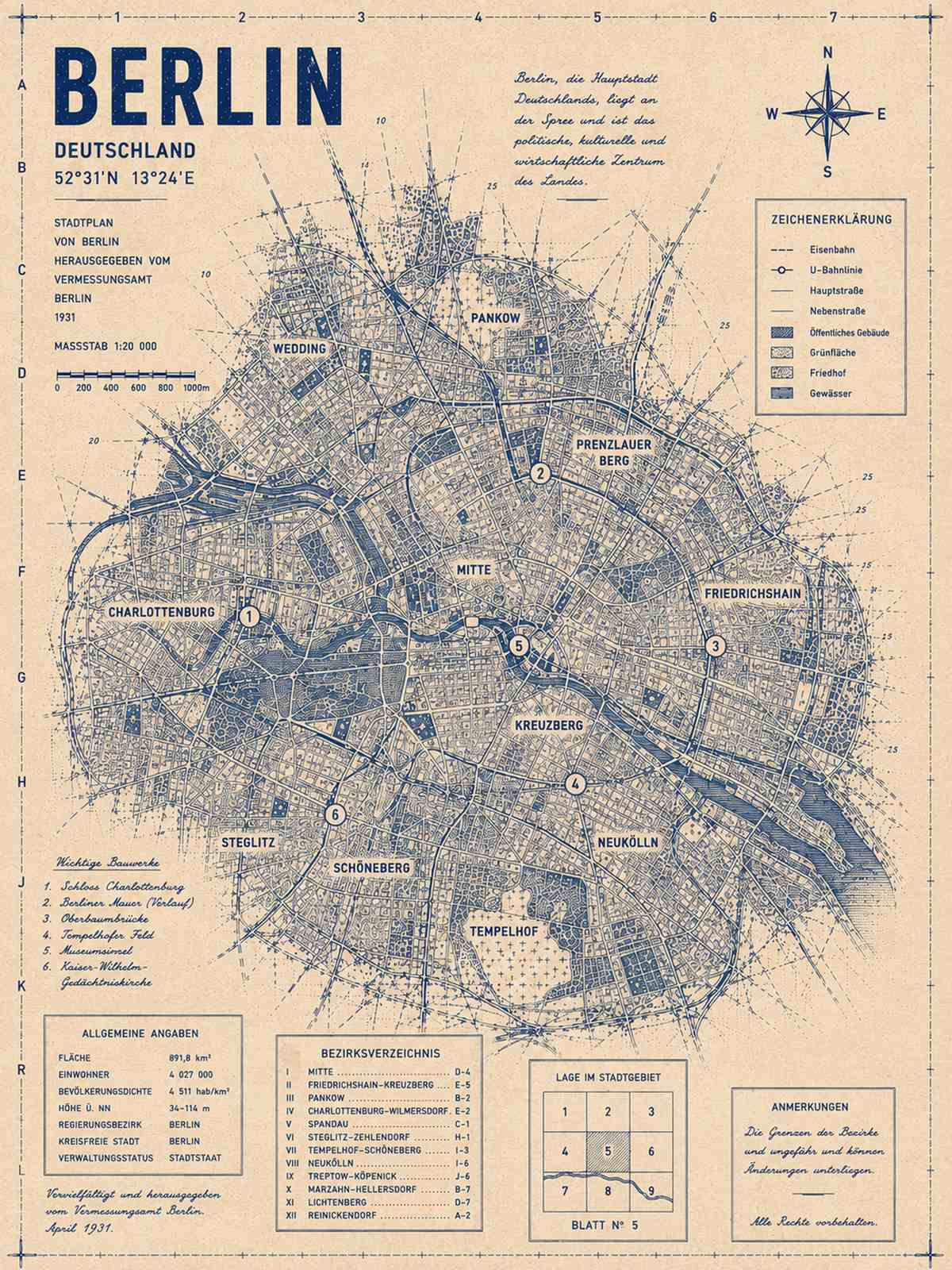 Affisch - Berlin 1931 Vintage Kart