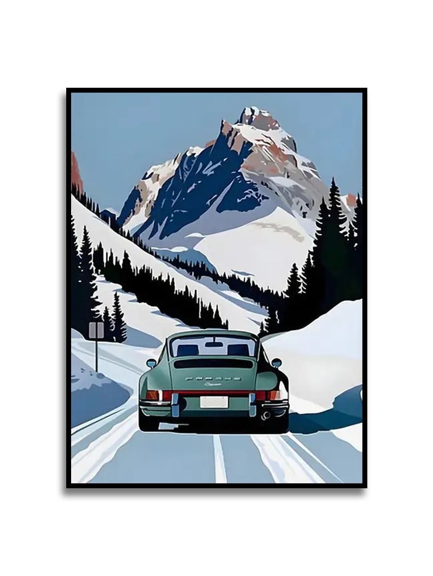 Poster - Vintagebil i Snö