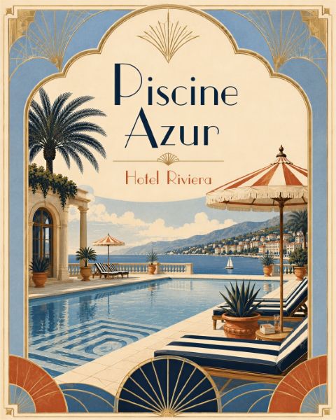 Poster - Piscine Azur Art Deco