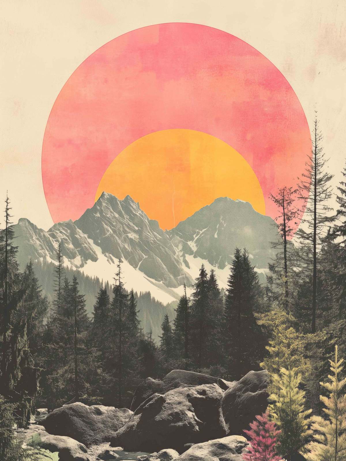 Poster - Bergsolnedgång