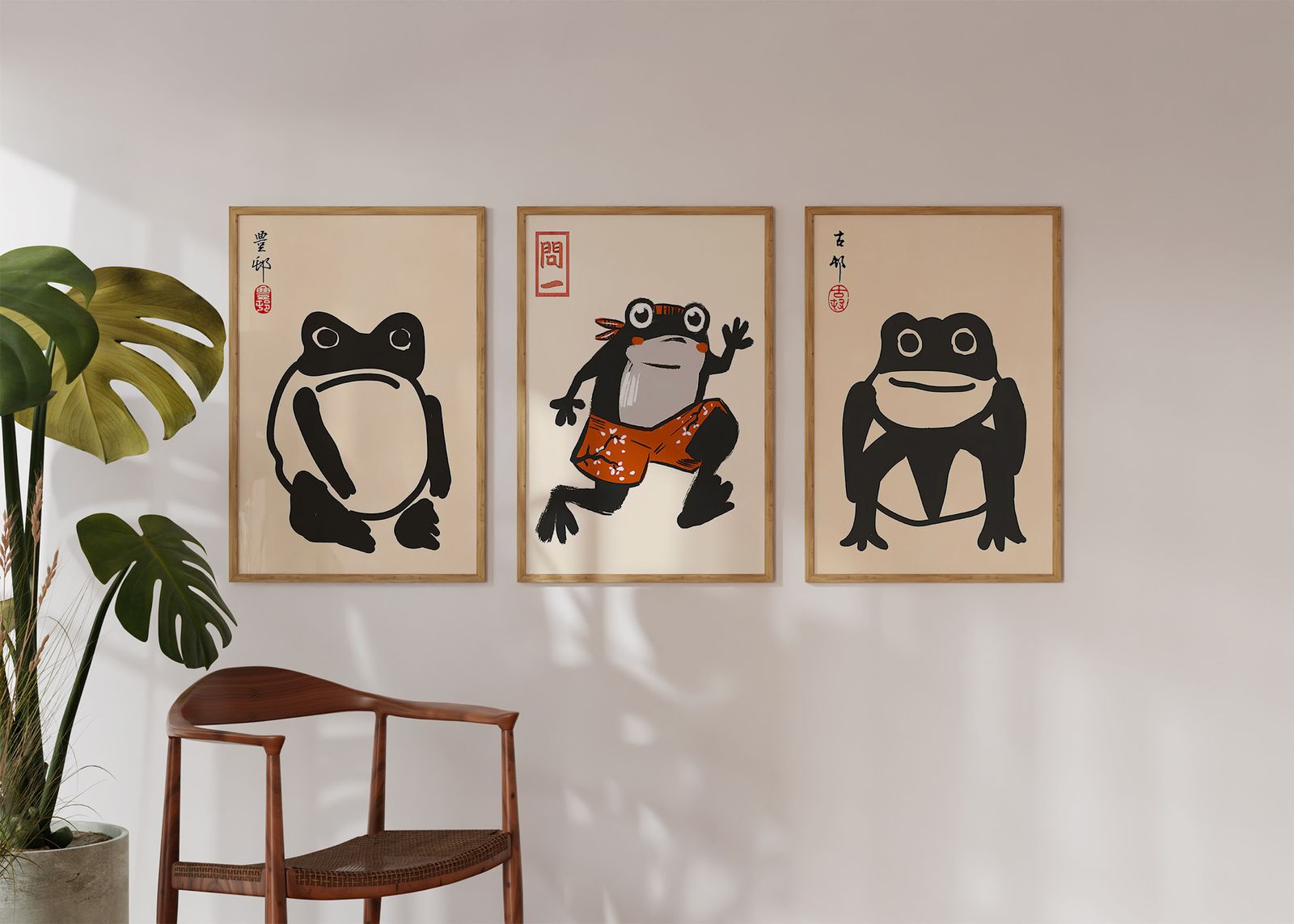 Poster - Charmiga Grodillustrationer / Set om 3